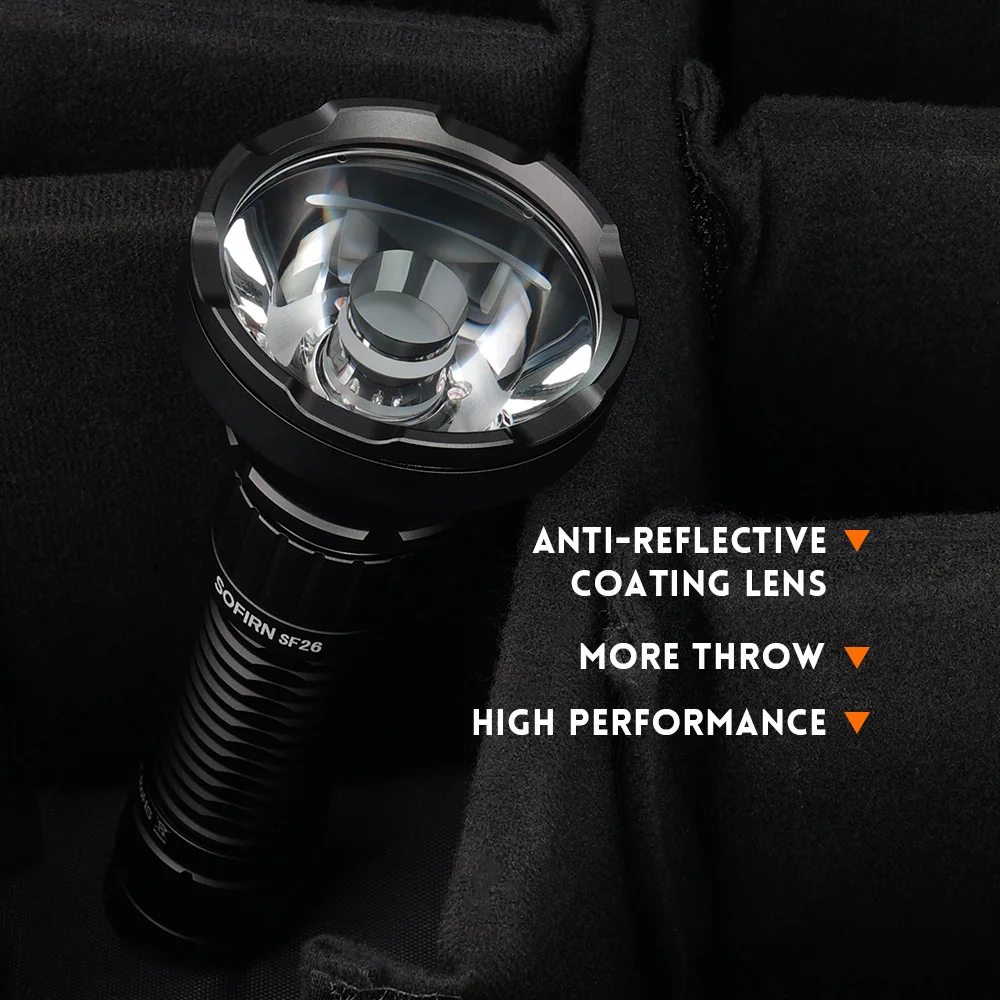 Sofirn Tactical SF26 21700  Flashlight 2000lm 964m Long-Range USB C Rechargeable Torch with Double Tail Switch IPX-8
