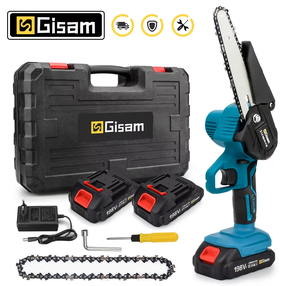 Gisam 6 Inch Chain Saw Cordless Electric Saw Handheld Garden Logging Chainsaw Wood Cutting Power Tool for Makita 18V Battery Pin