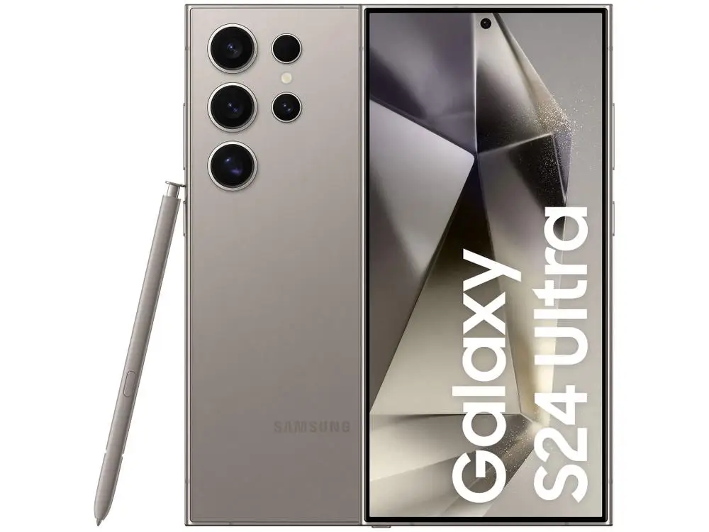 Smartphone Samsung Galaxy S24 Ultra 6,8" Galaxy AI 256GB Titânio Cinza 5G 12GB RAM Câm. Quádrupla 200MP + Selfie 12MP 5000mAh