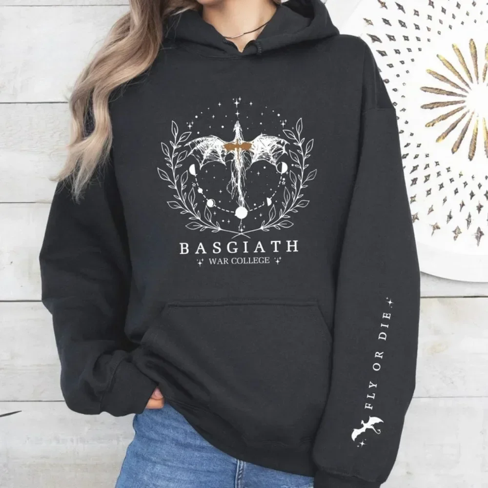 2025 Sudadera con capucha de otoño/invierno para mujer, sudadera de cuarta ala, sudadera con capucha de caballero dragón universitario de guerra Basgiath, regalo de fantasía, jersey unisex