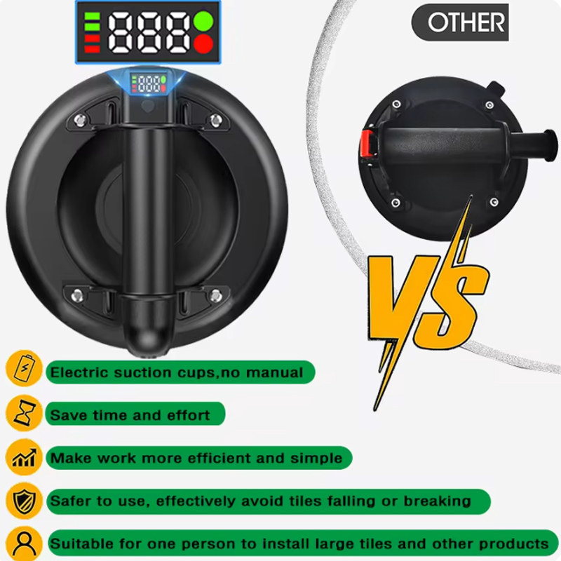 Ventosa a vácuo elétrica de 8 polegadas com suporte de carga de 250kg, ventosa a vácuo resistente, telha de granito, vidro, potência de elevação manual