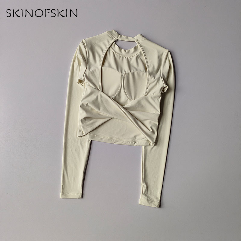 Top deportivo con espalda Sexy para mujer, traje de Yoga grande con espalda descubierta, camiseta de Fitness de manga larga picante para otoño e invierno, nuevo estilo