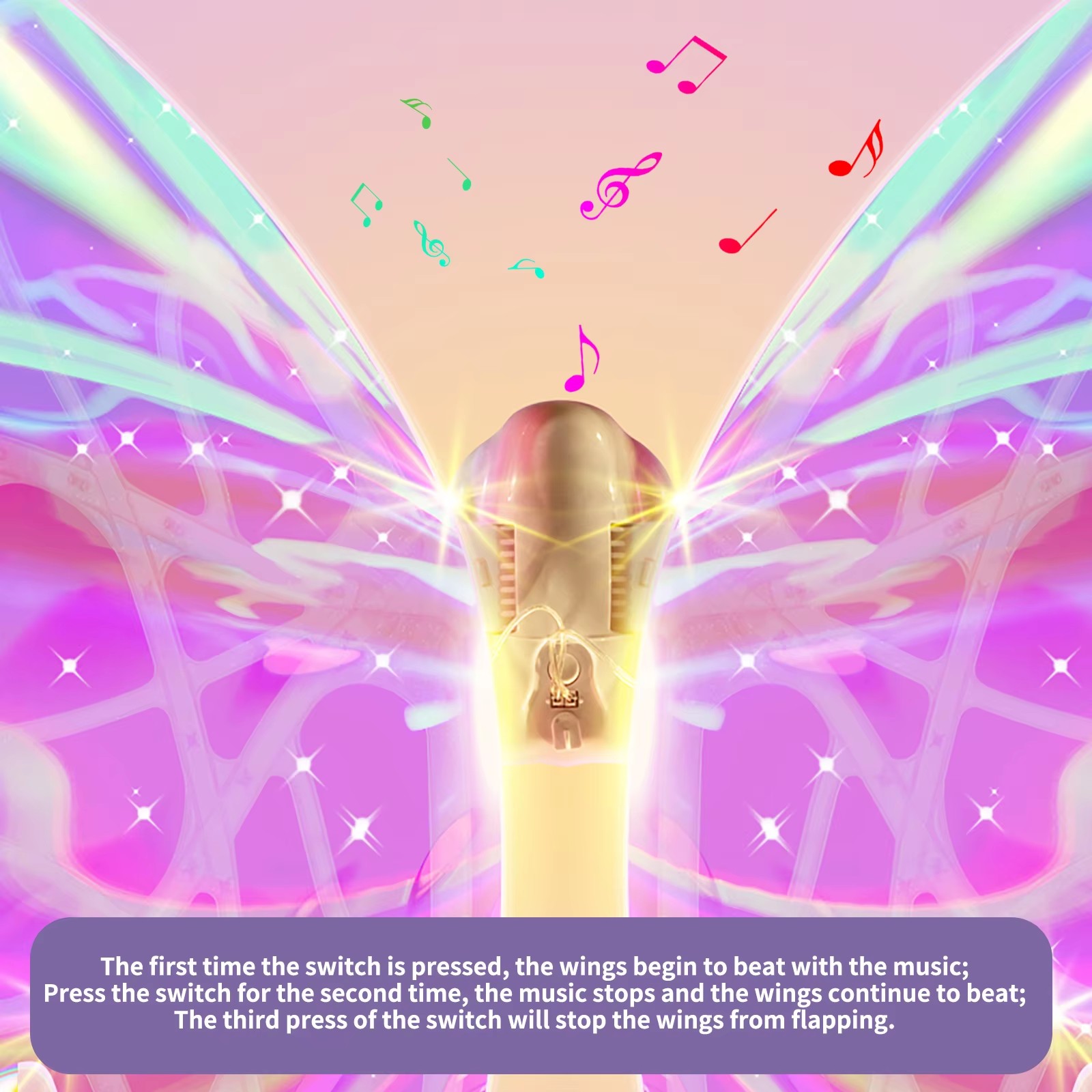 Ailes de papillon électriques, aile d'elfe mobile avec lumière et musique, ailes de fée pour filles, ailes de papillon lumineuses, accessoire de scène de danse