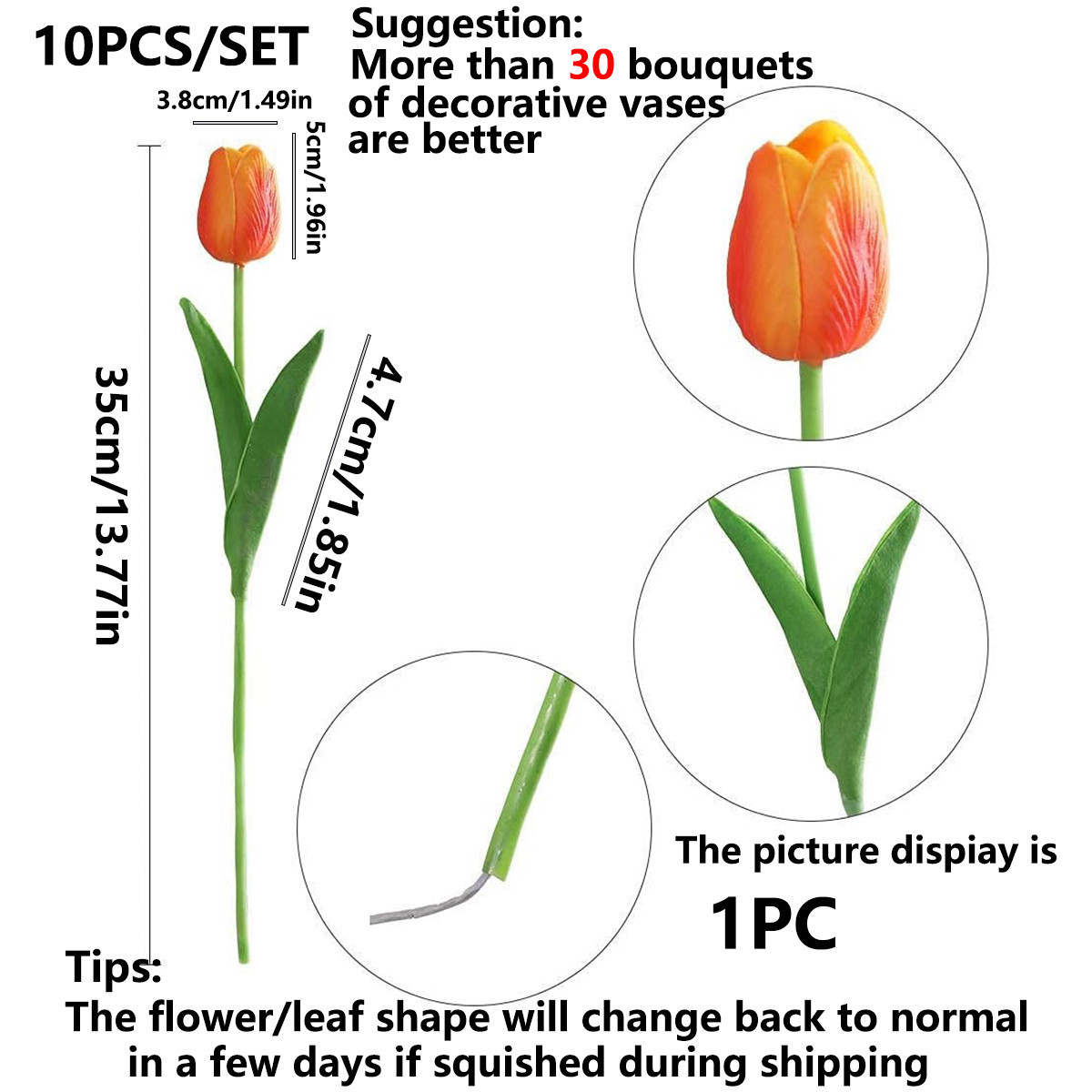 10Pcs Artificial Flower Realistic Touch Tulip for Scrapbooking Vase Home Decor Wedding Garden Arch Garland  Mother's Day Bouquet