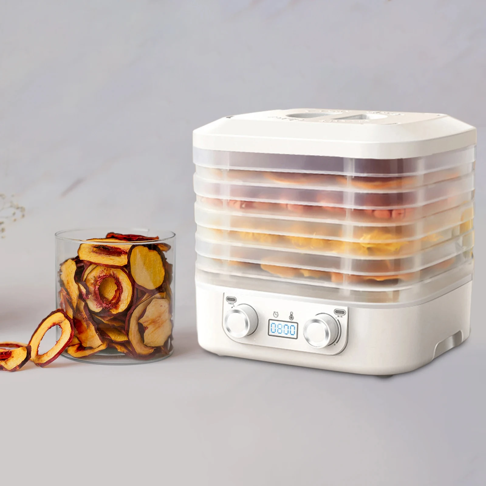 48Hours Long Lasting Thermostatic Fruit Drying Device 5 Layers Food Dehydrator Snack Herb Desiccator Temperature Adjustable