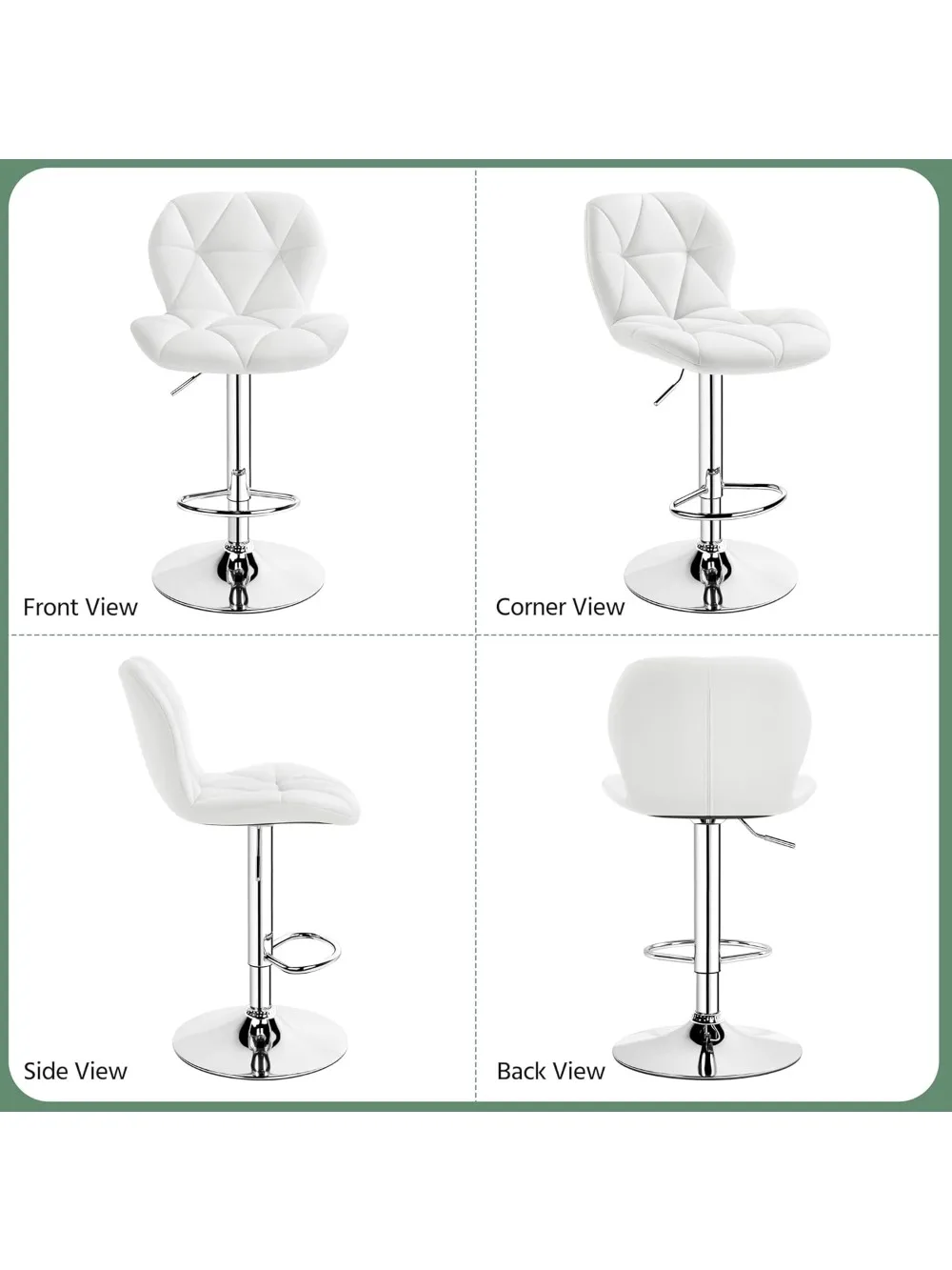 Barstools Set of 2, PU Leather Counter Stools Bar Chairs with Backrest, Height Adjustable Swivel Tall Chairs for Home