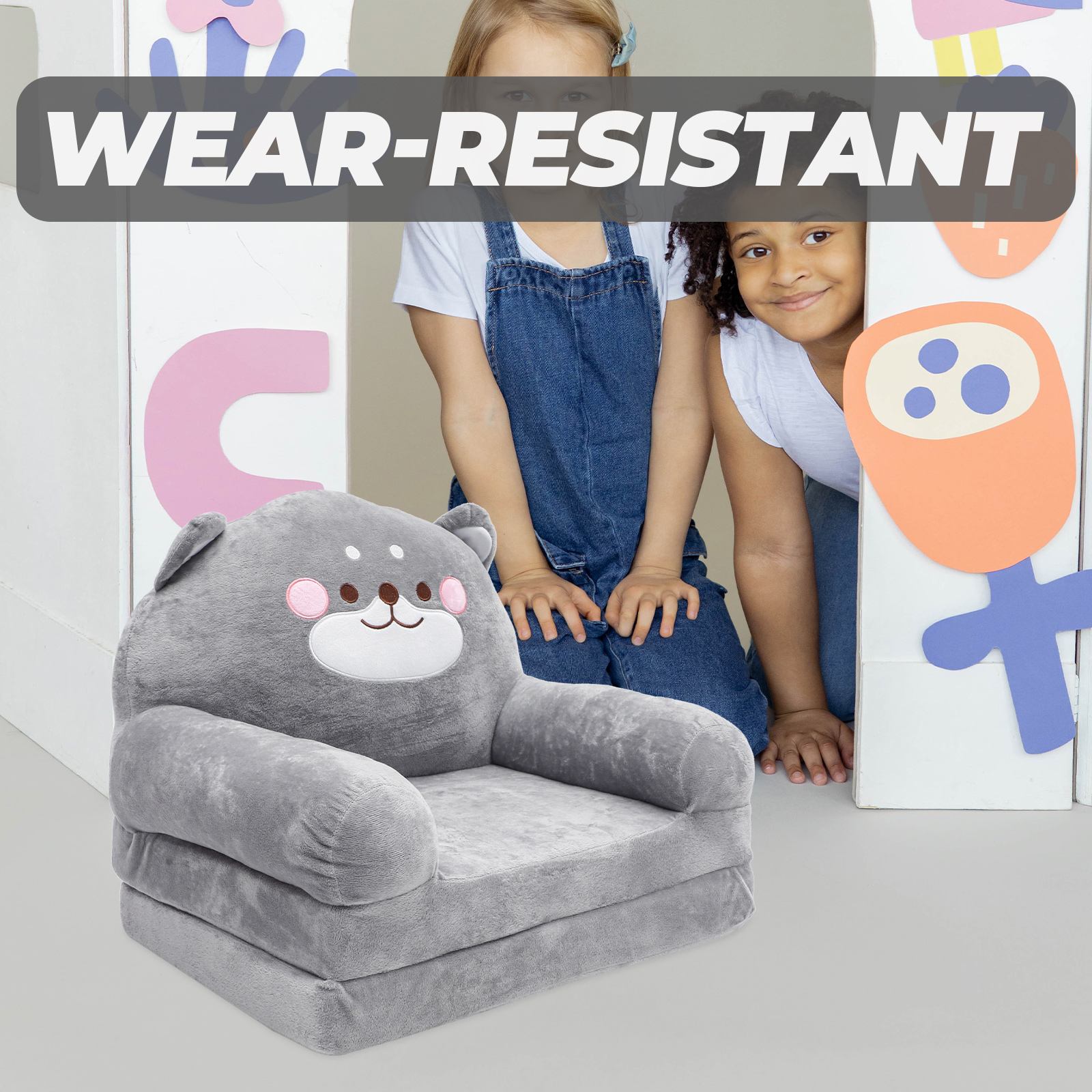 Sofa Children Cozy Chair Child Elephant Folding Sofa Plush Foldable Backrest Chairs Cartoon Armchair for Playroom Bedroom