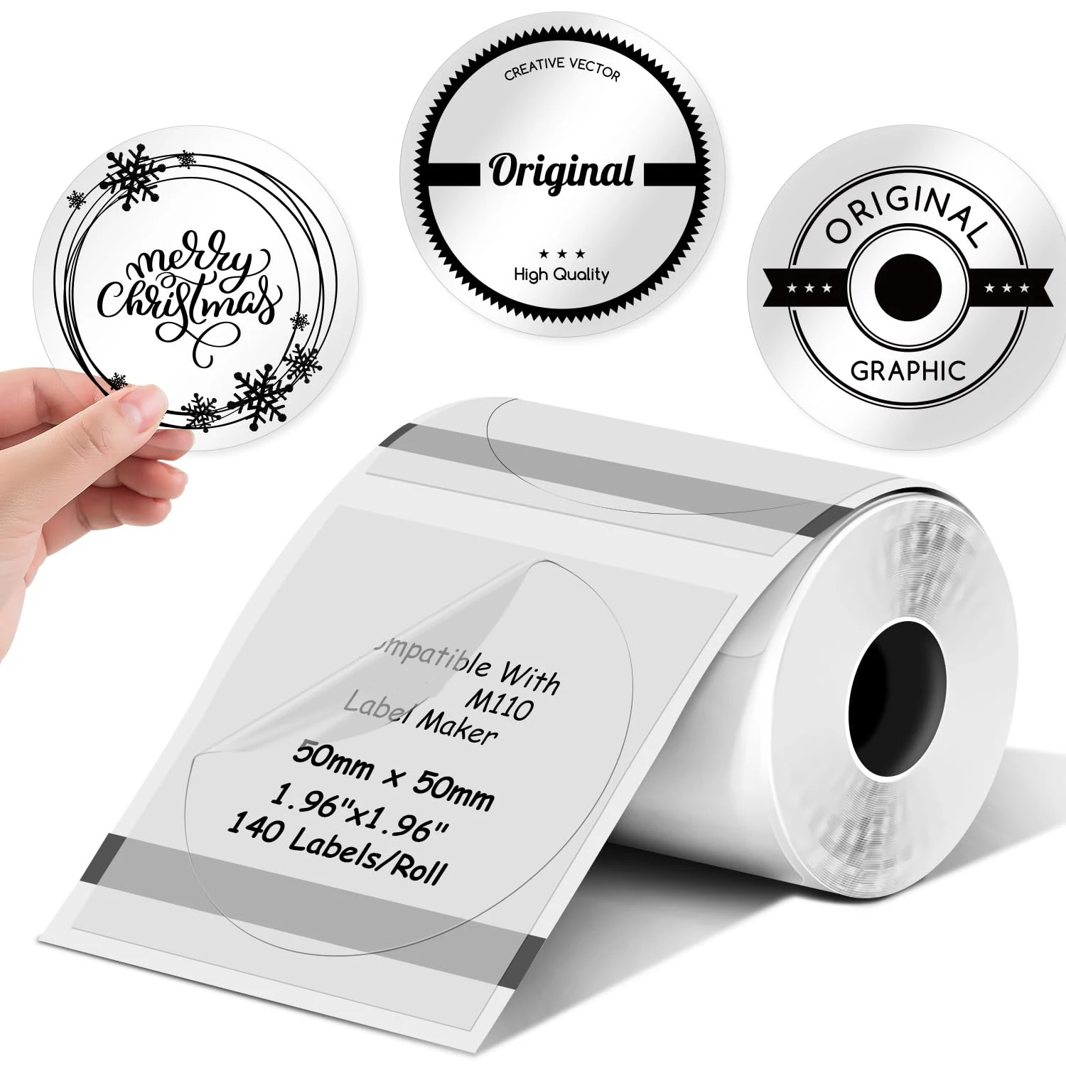 M110 Transparent Labels Black on Clear Compatible with M200/M220/M221 Label Printers Multi-Purpose Self-Adhesive Thermal Labels