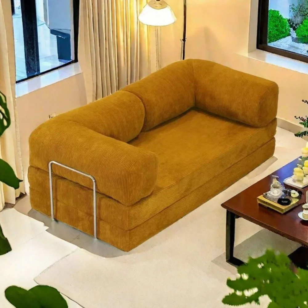 150cm Modern Style Air Compression Fabric Flannel Deformable Modular Couch for Living Room Sectional Composable Teddy Sofa Bed