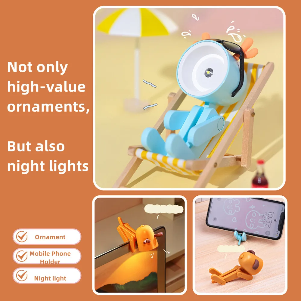 LED Mini Nachtlicht Niedlichen Hund Hirsch Faltbare Schreibtisch Lampen Desktop Ornament Buch Licht Kinderzimmer Nacht Schlafzimmer Dekor Urlaub Geschenke