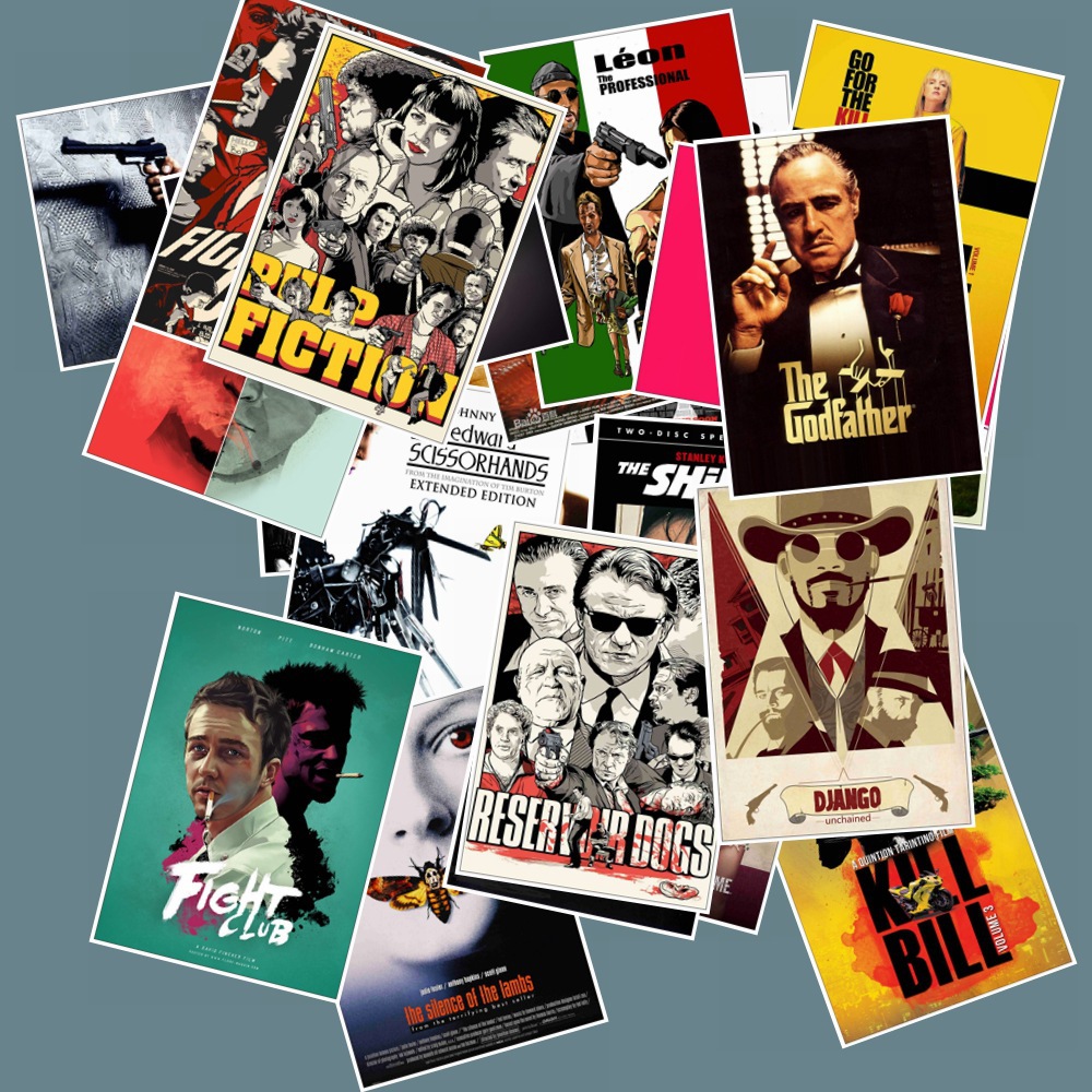 Cartazes de filmes clássicos Adesivos, Pulp Fiction Padrinho, Decalques Retro Moda para Laptop, Scrapbook, Bagagem, Etiqueta do telefone, Brinquedos, 25Pcs