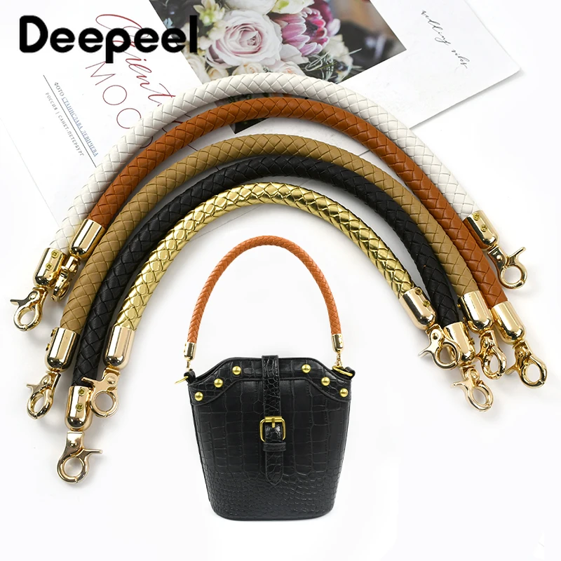 30/40/60mm Fashion PU Leather Woven Handbag Handles Metal Buckle for Women Bag Purse Replace Shoulder Strap Handle Accessories