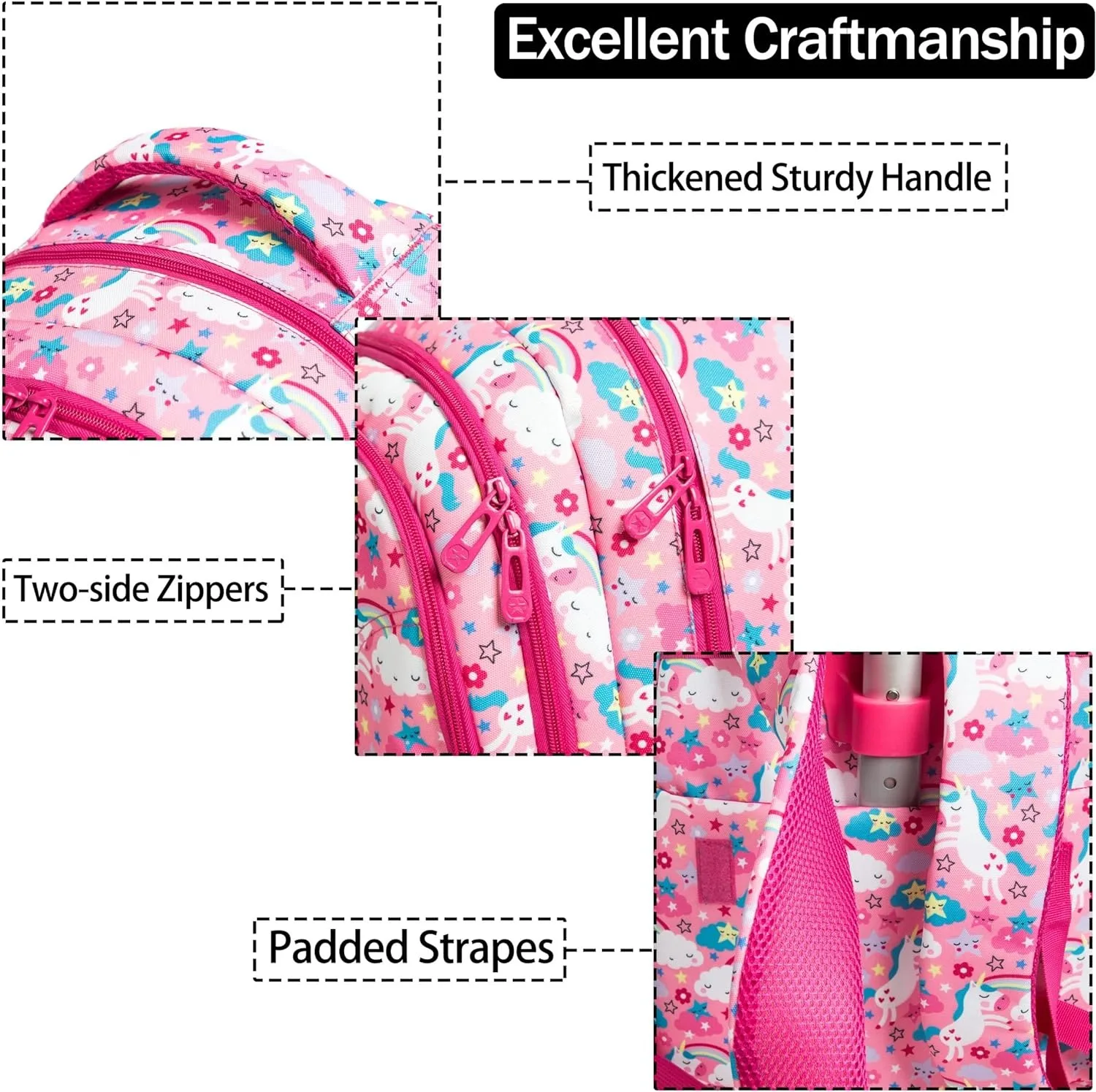 Schulrucksack für Mädchen, Kinder-Rolltaschen-Set für Jungen, Rolltasche, Rollgepäck, Schultrolley-Rucksack mit isolierter Lunchtasche