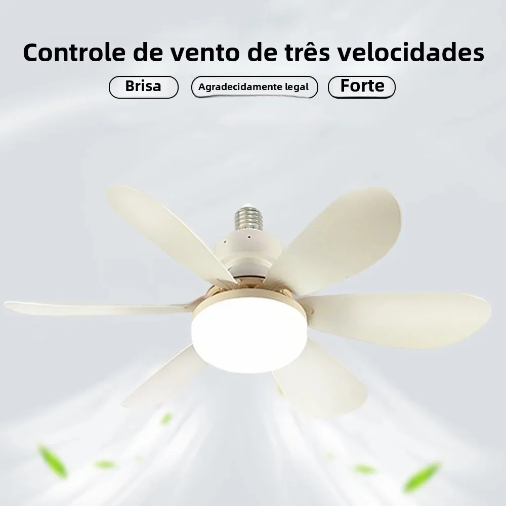 Ventilador de teto com base e27 para casa, com luzes noturnas led de 30w, 3 modos de iluminação ajustáveis, controle remoto, ventilador de teto de alta energia eólica