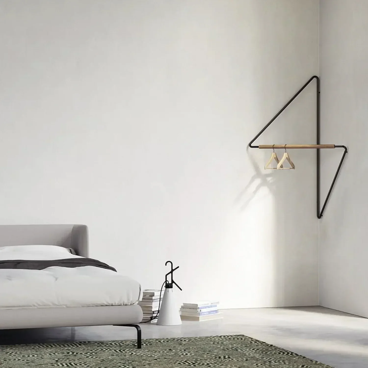 Appendiabiti angolare in legno, appendiabiti, stile Designer, 45x60cm