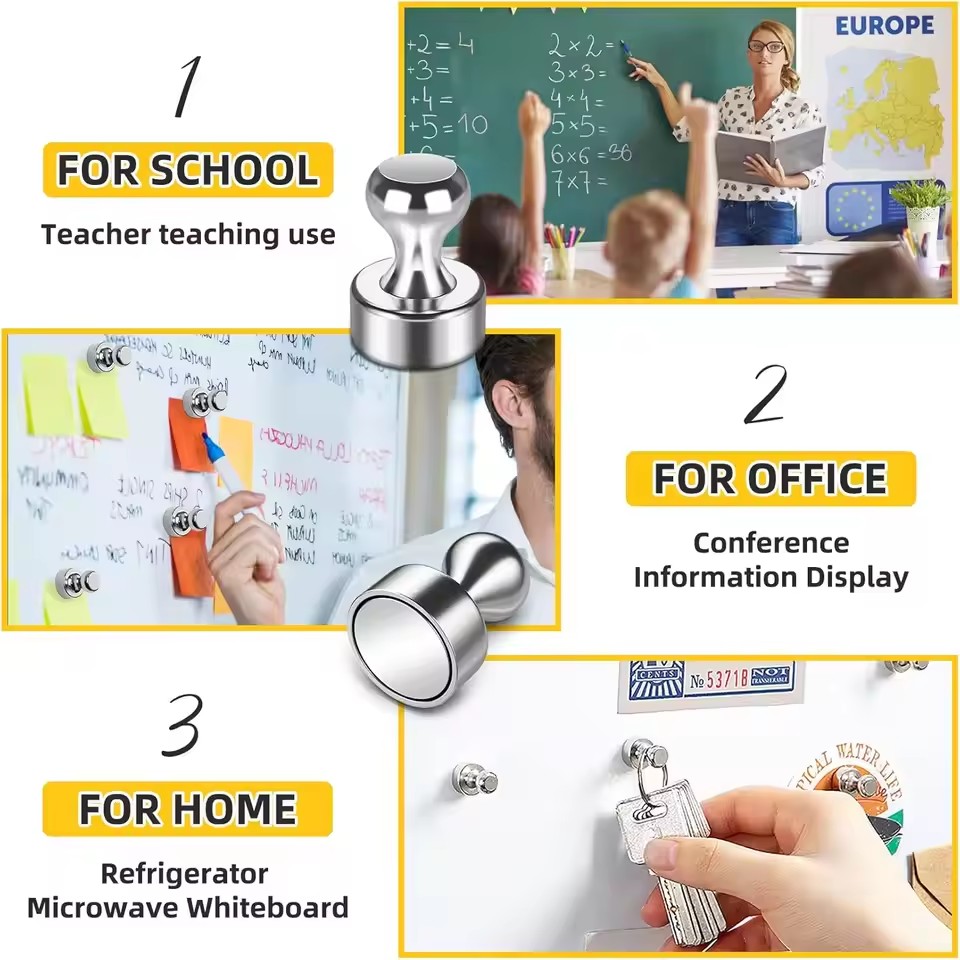 1-50Pcs Metal Magnetic Pins Neodymium Magnetic Thumbtacks for Whiteboard Cone Strong Magnets Fridge Pushpin Home Storage Tools