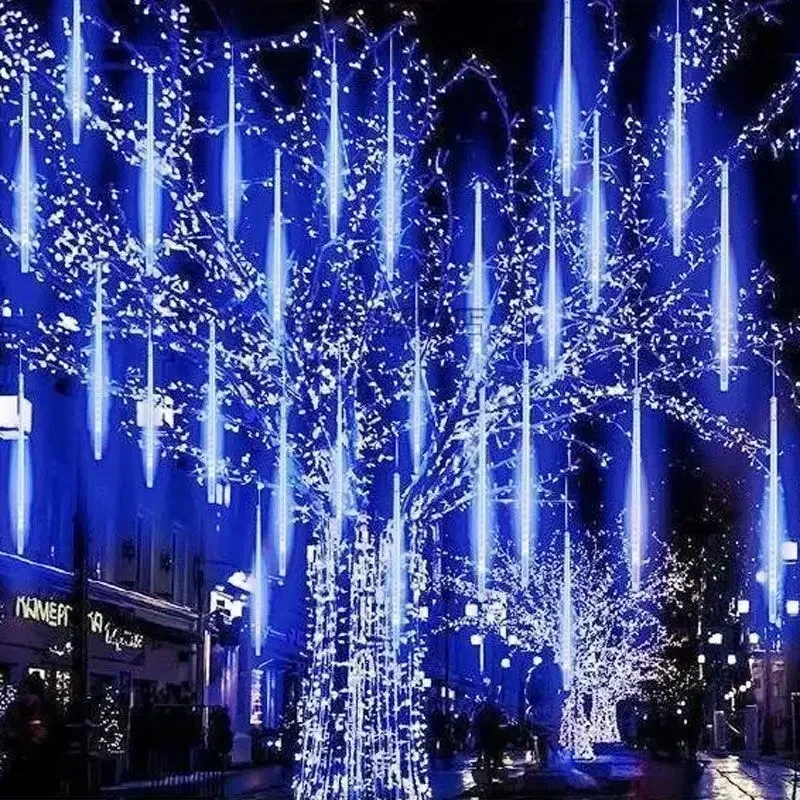 1pc 30cm led chuva de meteoros luzes de chuva à prova dwaterproof água caindo gota de chuva luz da corda de fadas para festa de natal decoração do pátio