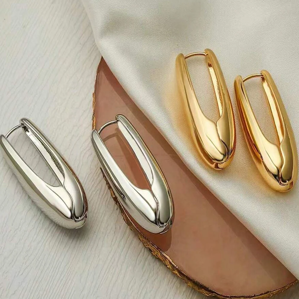Orecchini a cerchio a forma di cuore placcati in oro per le donne Orecchini a forma geometrica a forma di cuore intrecciato Design semplice Ins Orecchini gioielli estivi
