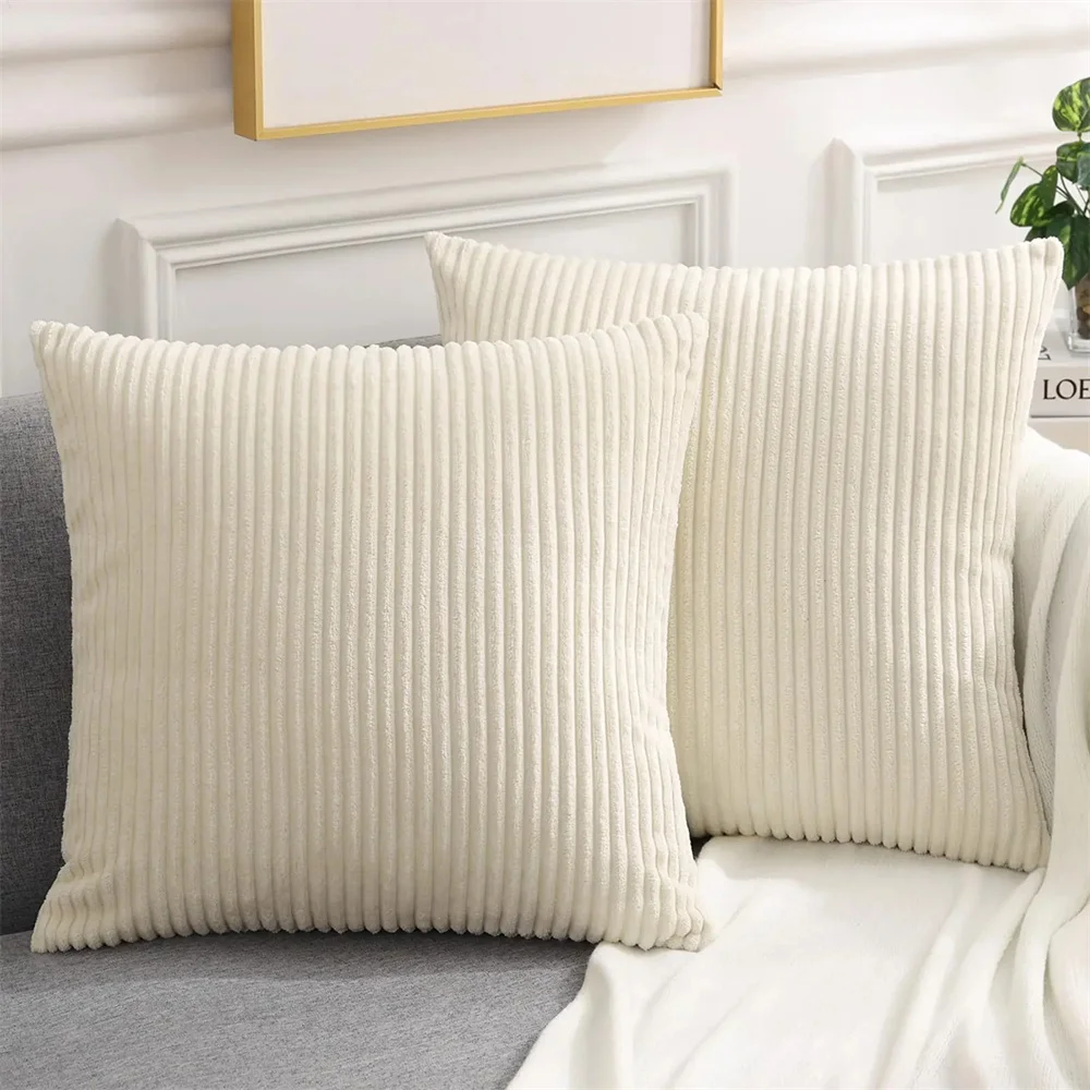 Funda de cojín de pana Olanly 45x45 funda de almohada con tira suave y esponjosa 50x50 funda de almohada decorativa de lujo para el hogar para sofá sala de estar