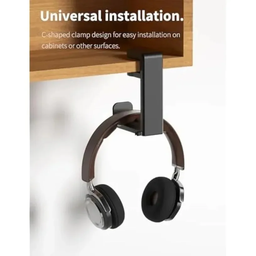 360° Rotating  Adjustable Table Clip Gaming Headphone Stand and Table Hook Non Perforated Table Clip Hook Desktop Clip on
