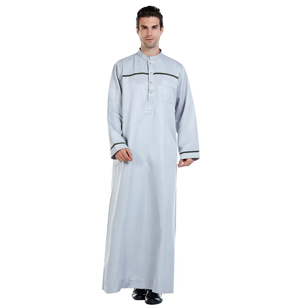 Saudi Arabisch Männer Thobe Jubba Abaya Muslimische Kleidung Dubai Islamische Robe Kaftan Traditionelle Kleidung Langarm Kleid Eid Ramadan