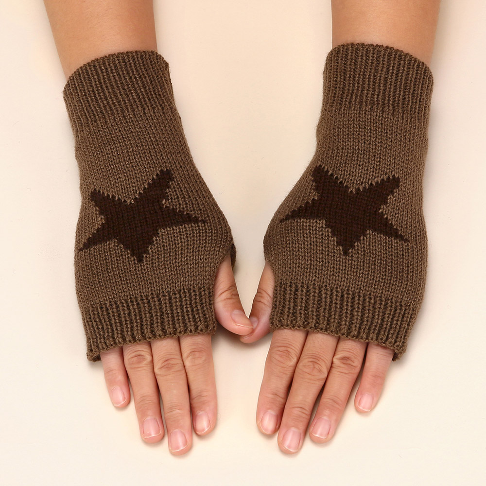 Guantes de punto Y2k para invierno, guantes de estrella de medio dedo, pentagrama de lana cálido, mano suave, sin dedos, Emo, mitones Preppy, 2024