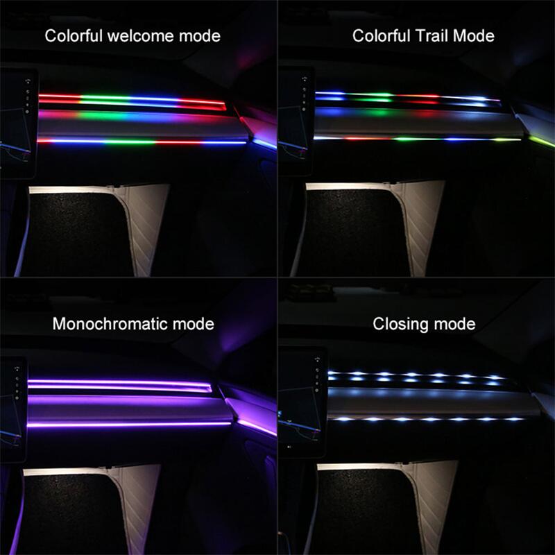 64 cores multi-modo de controle de som rgb luz ambiente decorativa para carro auto acrílico tiras de luz painel decoração lâmpada