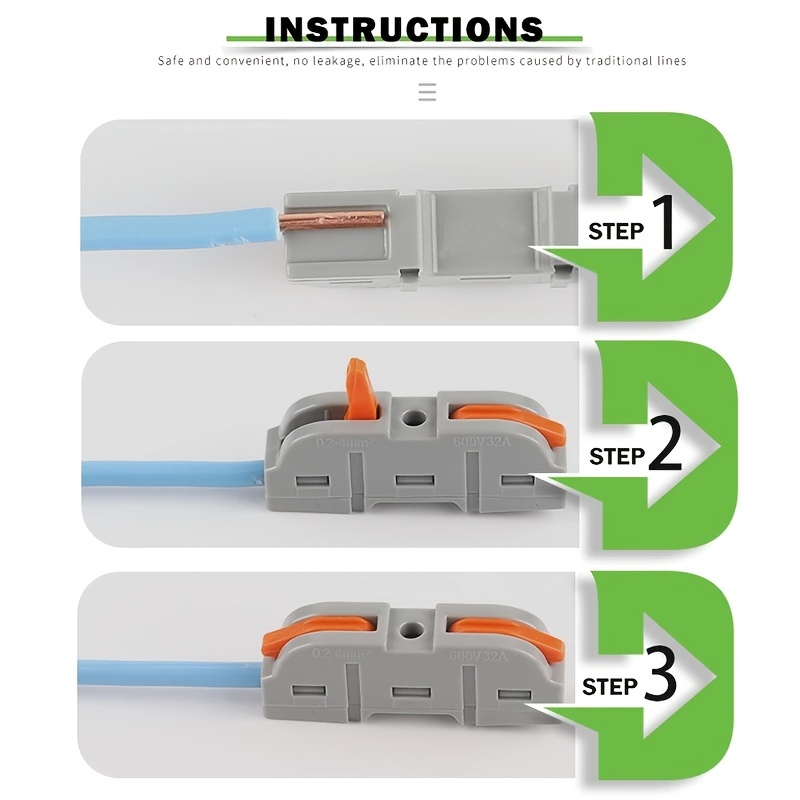 20/34/50pcs NC-221 Fast Connector 2 Leads Stitching Terminals Butt Wire Connector Cable Electrical Household Connector