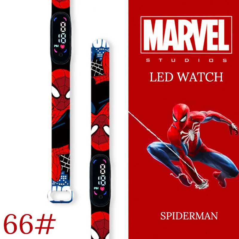 ディズニー スパイダーマン キッズ腕時計子供スポーツ リストバンド防水子供デジタル時計ボーイズ LED 時計