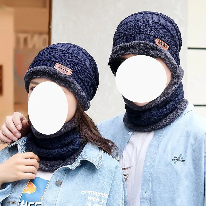Mütze: Herren Winter gestrickte Woll mütze mit Stapel verdickte Wärme und kalte Radsport mütze Frauen Baumwoll mütze