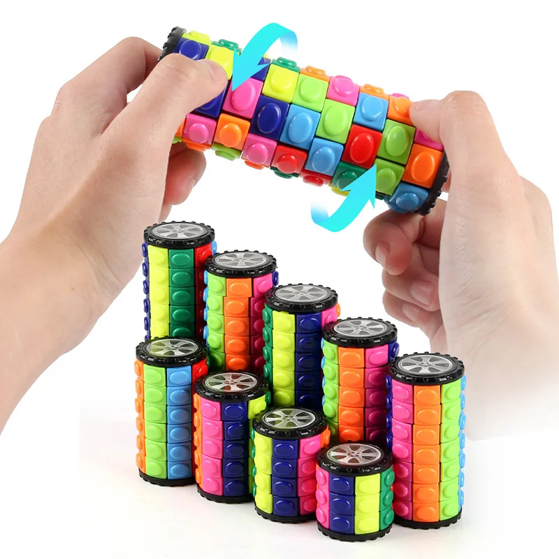 Criativo 3d rotativo cubo deslizante quebra-cabeça cor torre descompressão romance cubo criança quebra-cabeça brinquedo pai-filho montessori prop presente