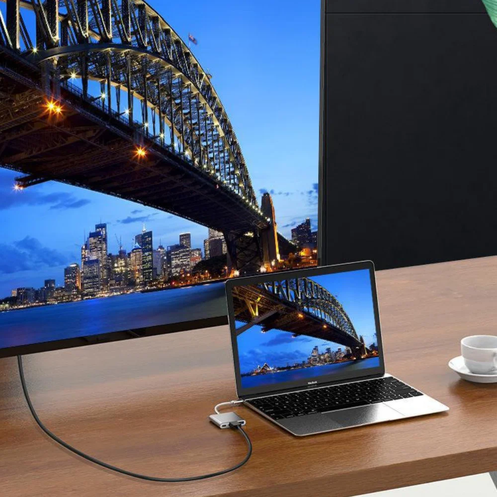 Hub USB-C 3 w 1 z HDMI 4K, adapter typu C, stacja dokująca, konwerter do laptopa/telefonu, urządzenie do łączenia