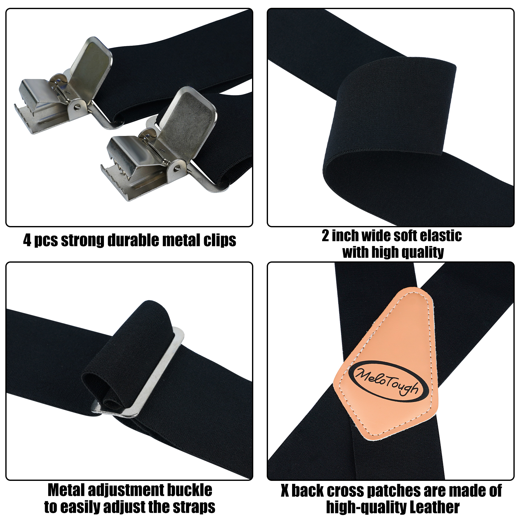 MELOTOUGH-Tirantes totalmente elásticos para hombre, 2 pulgadas de ancho, espalda en X, tirantes de trabajo resistentes, cinturón de herramientas, suspensión