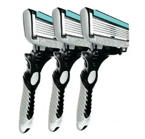 Cassette da barba da uomo 3 pezzi Rasoio da uomo Pace 6 strati di sicurezza per macchina dritta