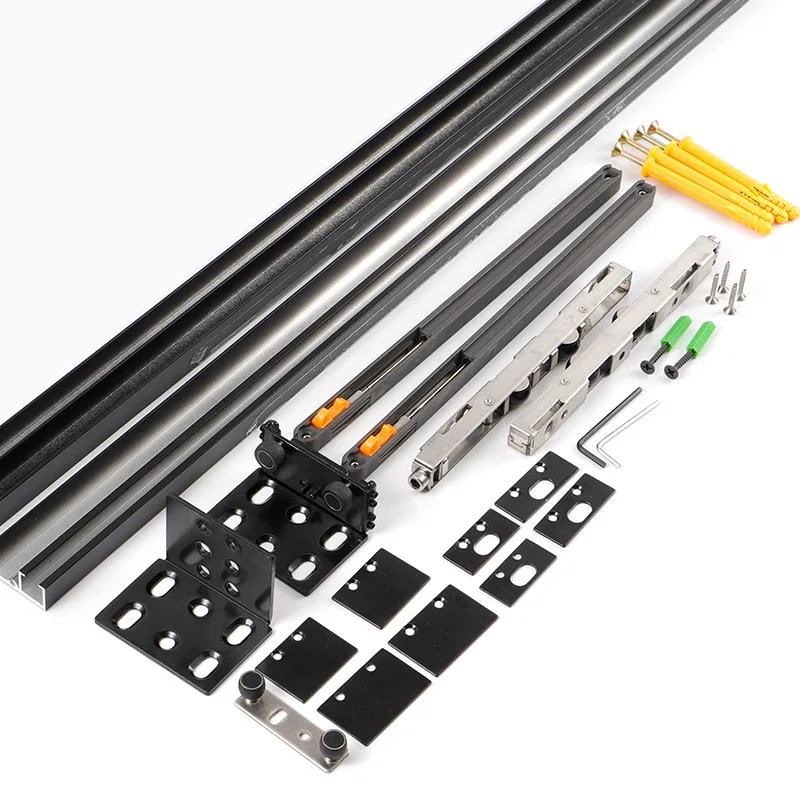 Two-way Buffer Ghost Door Hardware Accessories Hanging Rail Hanging Sliding Wooden Door Hidden Trackless Sliding Door Track