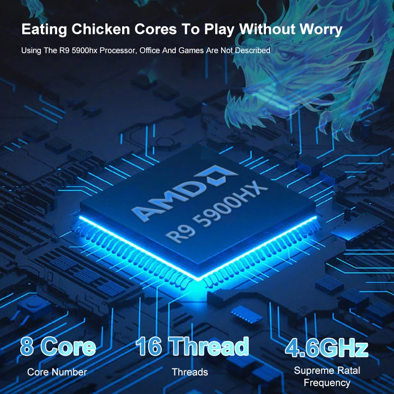 GenMachine Mini PC 5900HX Windows 11 Ryzen DDR4 Max 64GB 3.2GHz Up to 4.6GHz WIFI6 Mini Diy Gaming Computer PC Gamer Gaming