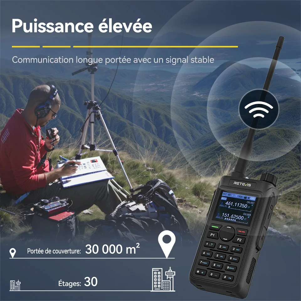 Retevis C62 talkie walkie longue portée 5W talkie-walkie VHF UHF radio survie puissants walkies talkies ham radio amateurs portable professionnelle radio de chasse à fréquence