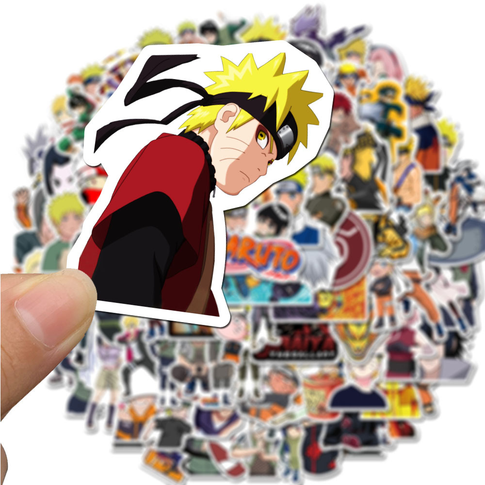 100 Uds pegatinas de Naruto no repetidas Uzumaki Naruto Kakashi Uchiha Sasuke Itachi Kawaii dibujos animados juguetes adhesivos impermeables