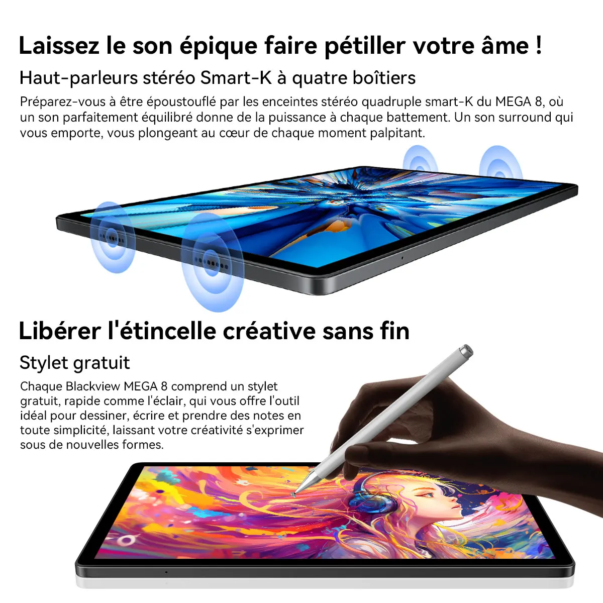 Tablet Blackview Mega 8 [Geen EU-oplader]  11000mAh 13" FHD Scherm 36GB+512GB 50MP+13MP+0.08MP Android 15 90Hz 2K Dual SIM 4G 1080P