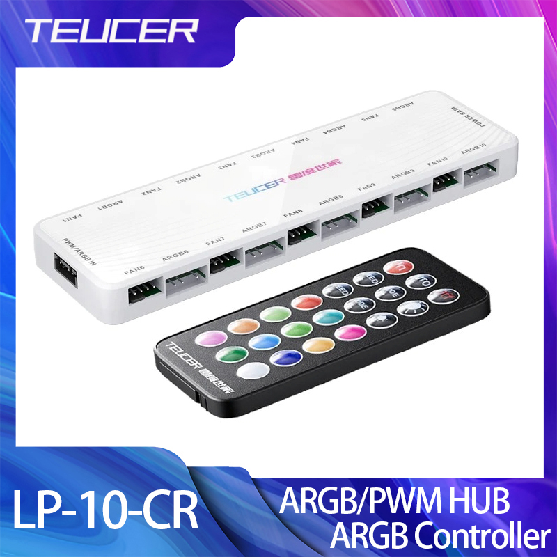 HUB TEUCER LP-10 ARGB/PWM z kontrolerem ARGB Adapter HUB wentylatora 2 w 1