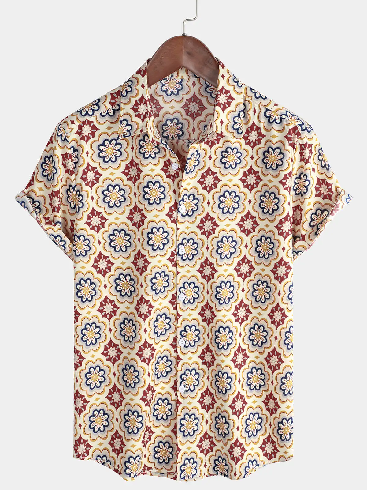Herren Gestreiftes Casual Holiday Kurzarm Orange Sommer Button-Down-Hemd Hawaiihemd Sommer Frühling Revers Button-Down