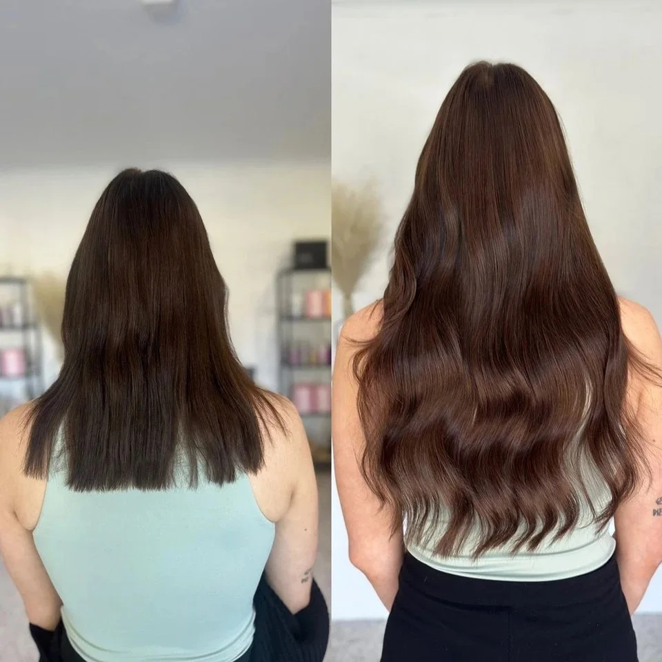 Clip droit d'os dans les Extensions de cheveux 100% cheveux humains 5 Clips 3/4 pleine tête une pièce pince dans les Extensions de cheveux humains pour les femmes