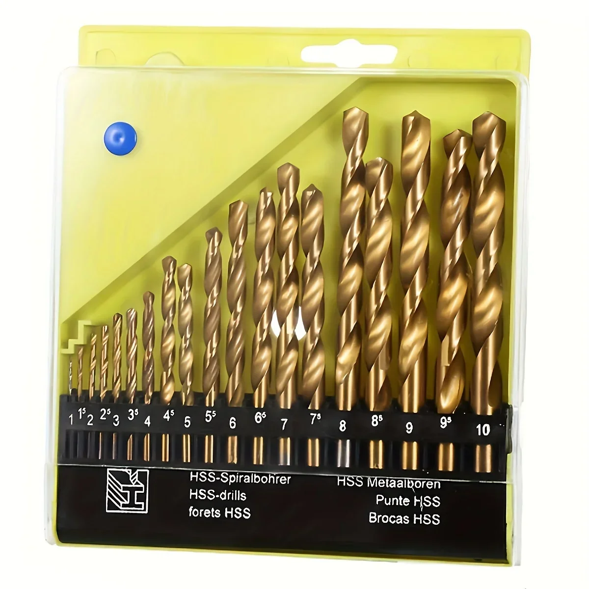 19 pçs m35 cobalto redondo alça reta conjunto de broca métrica 1mm-10mm brocas adequadas para metal duro de aço inoxidável
