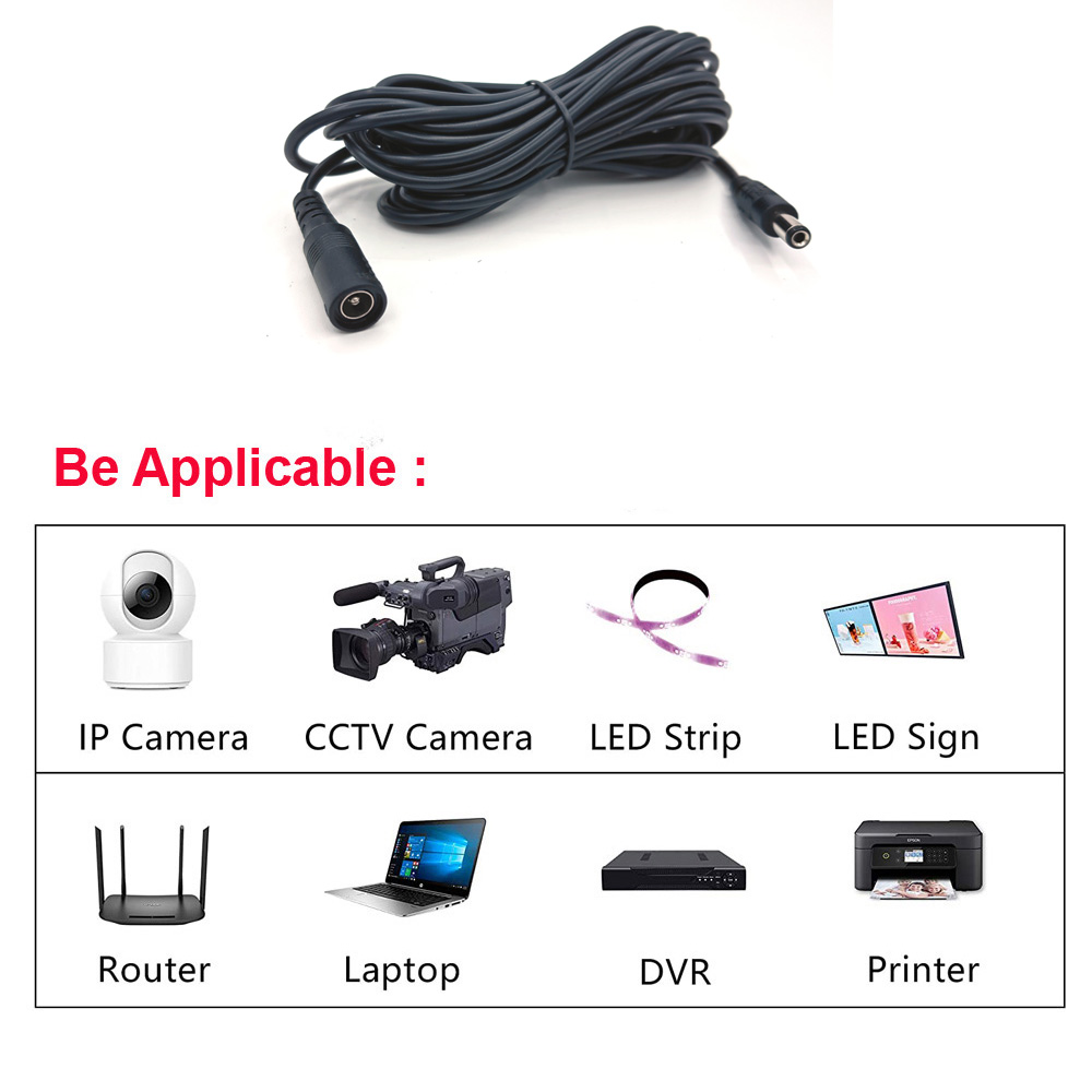 Cavo di prolunga adattatore di alimentazione DC 12V 5.5*2.1mm maschio femmina cavo di alimentazione estendere filo 5M per telecamera CCTV IP Router Wifi lampada a LED Cam