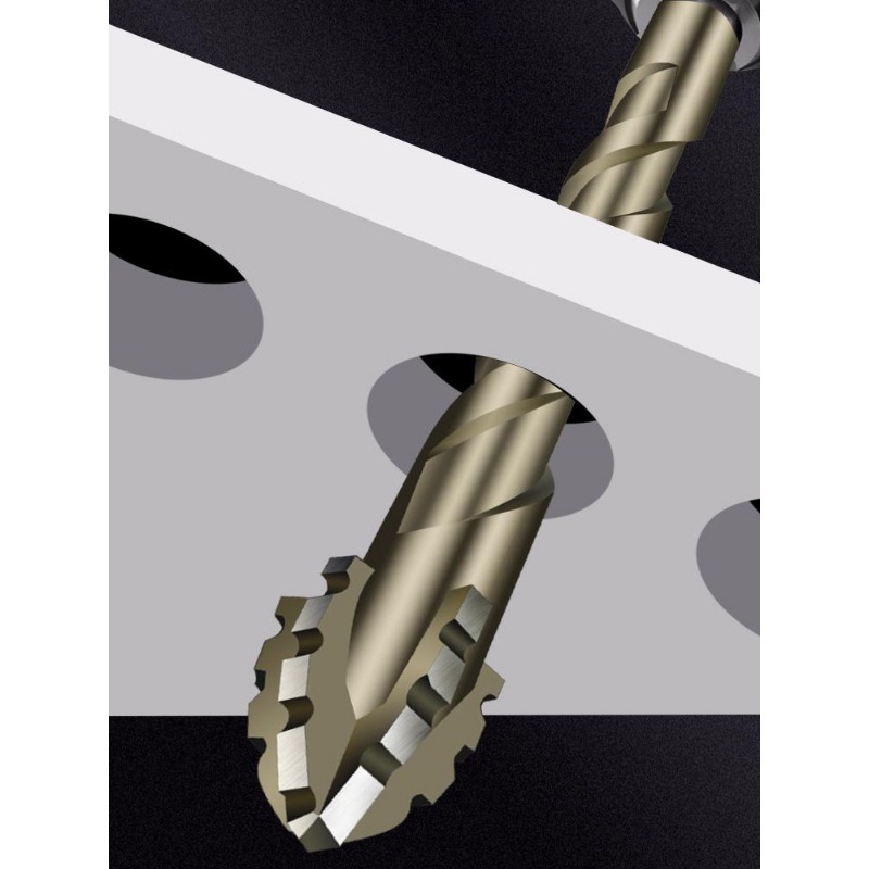 Nova broca excêntrica serrilhada de quatro bordas para perfuração a seco de todas as telhas cerâmicas, vidro, mármore, concreto, pedra de aço inoxidável
