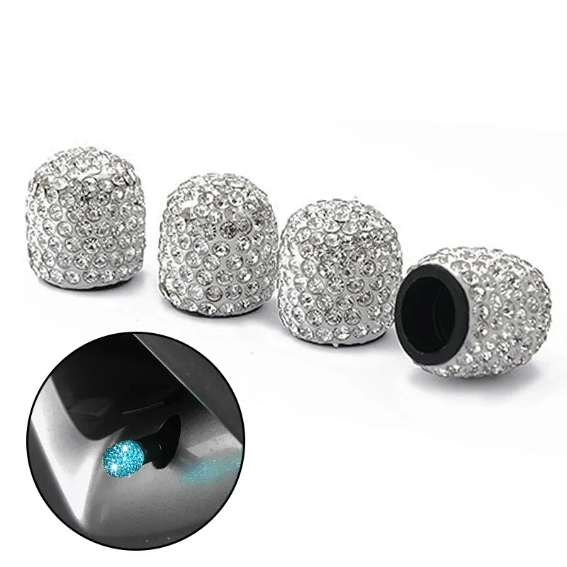 2/4 pçs diamante tampas da válvula do pneu do carro brilhando strass universal auto diamante bling à prova de poeira tampas da haste da válvula acessórios do carro