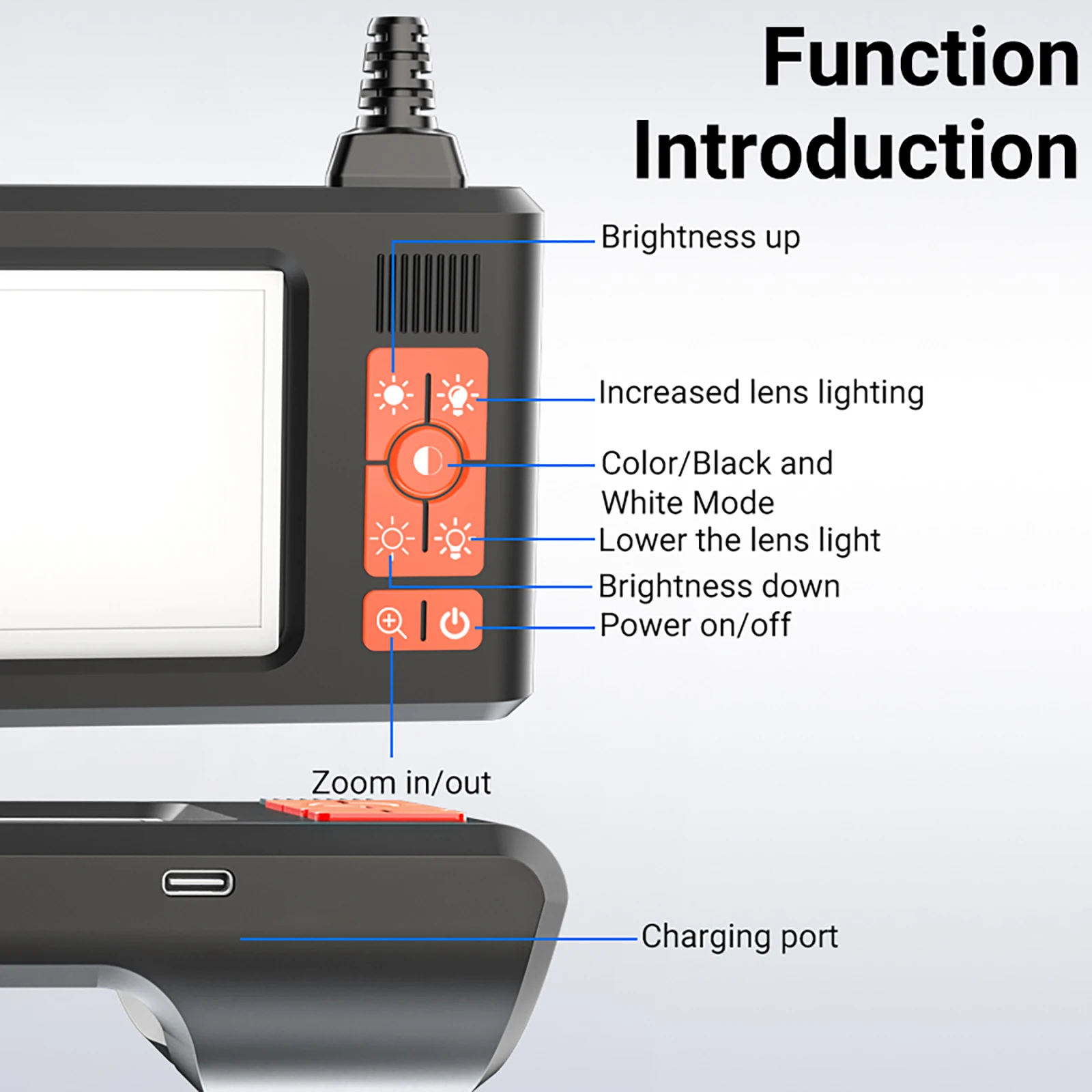 Industrial Endoscope 1080P Digital Borescope Inspection Camera 5.5mm IP67 Waterproof Sewer Camera with 4.3" LCD Screen