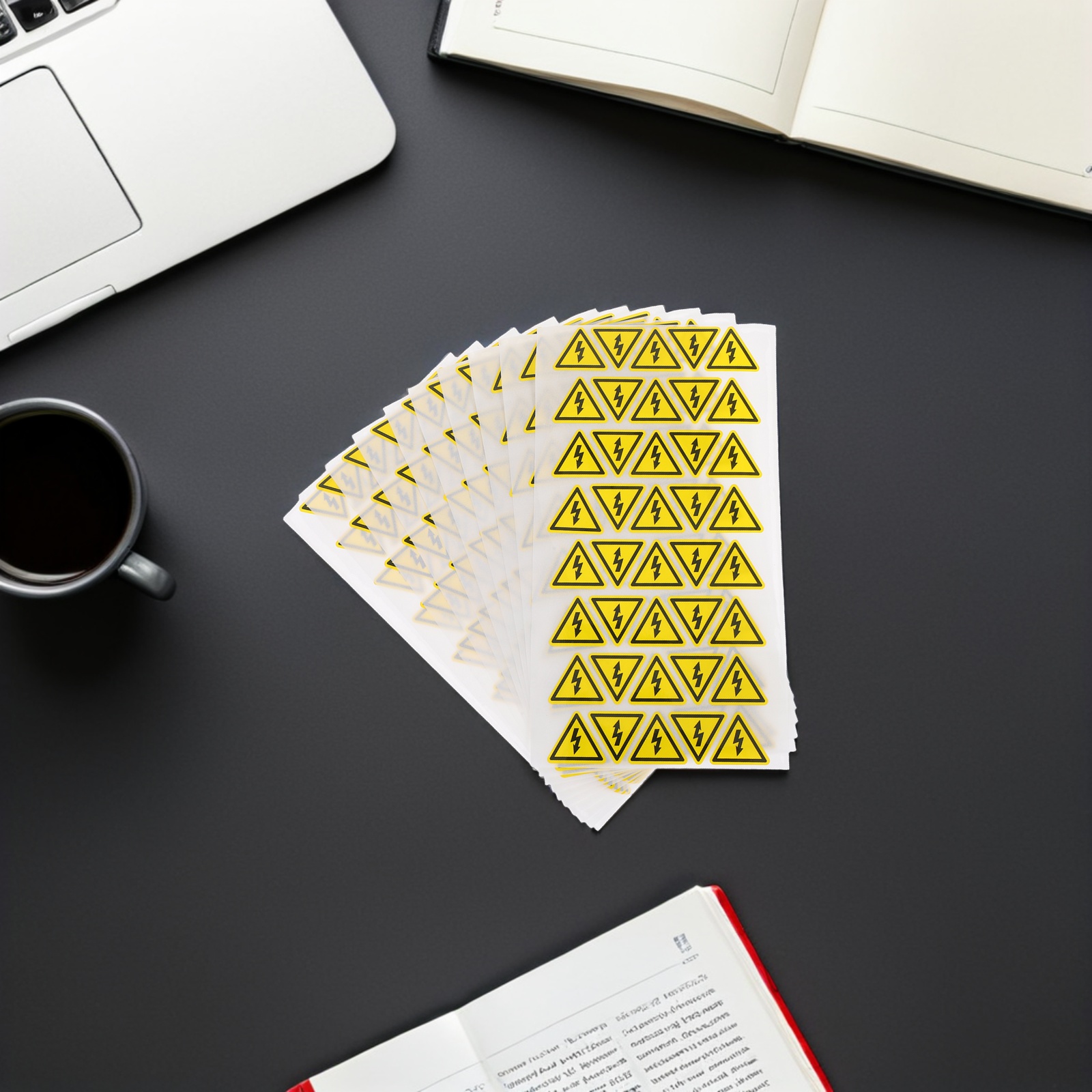 400pcs Yellow Triangle Electrical Warning Stickers Self Adhesive Risk Labels For Power Distribution Cabinets Waterproof Outdoor