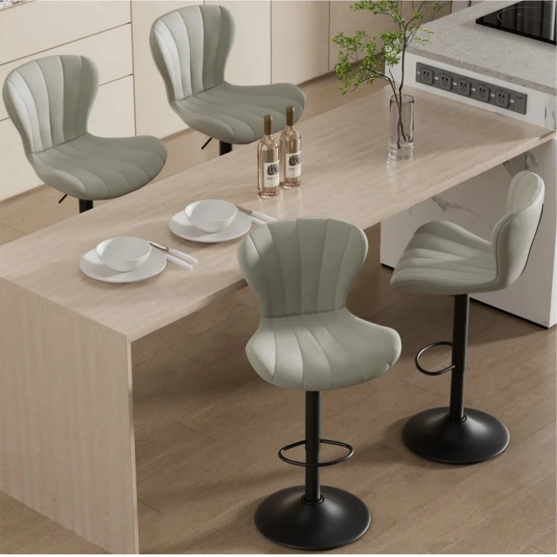 2 Pcs Set Bar Chairs Adjustable Office Chairs High Backrests Soft Cushions High Stools Simple Solid Color Bar Chair Furniture