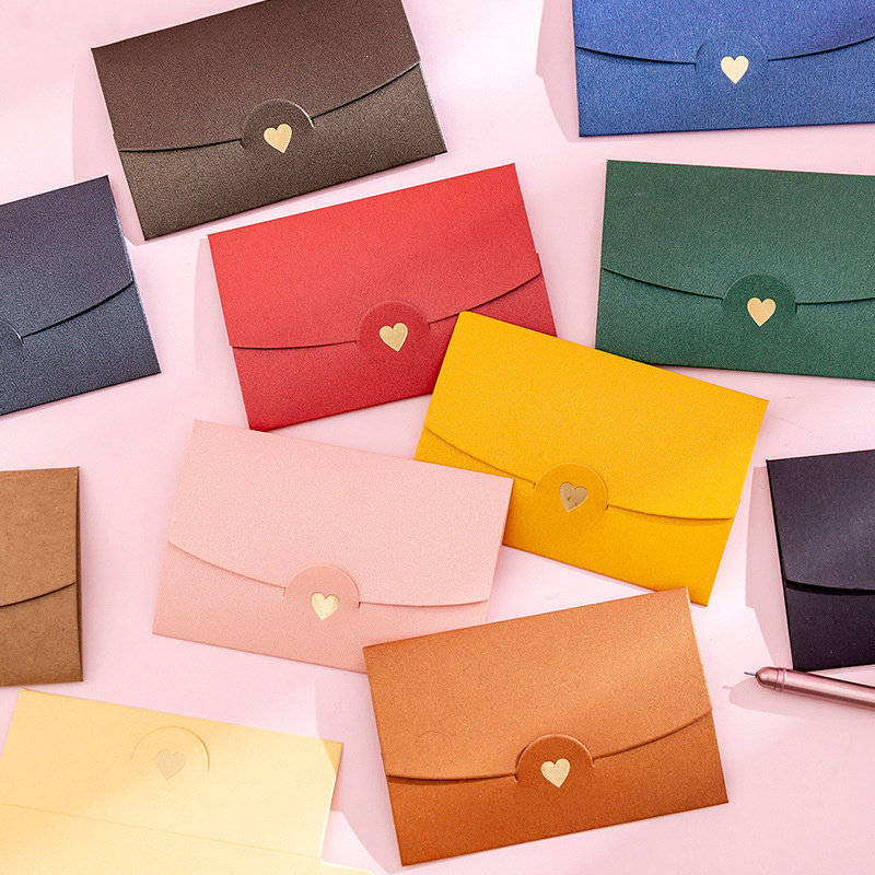 10 Pcs/lot 10.5*7CM Small Greeting Card Name Card Envelope Hot Stamping Love Pearlescent Paper Mini Envelopes Gift Envelope